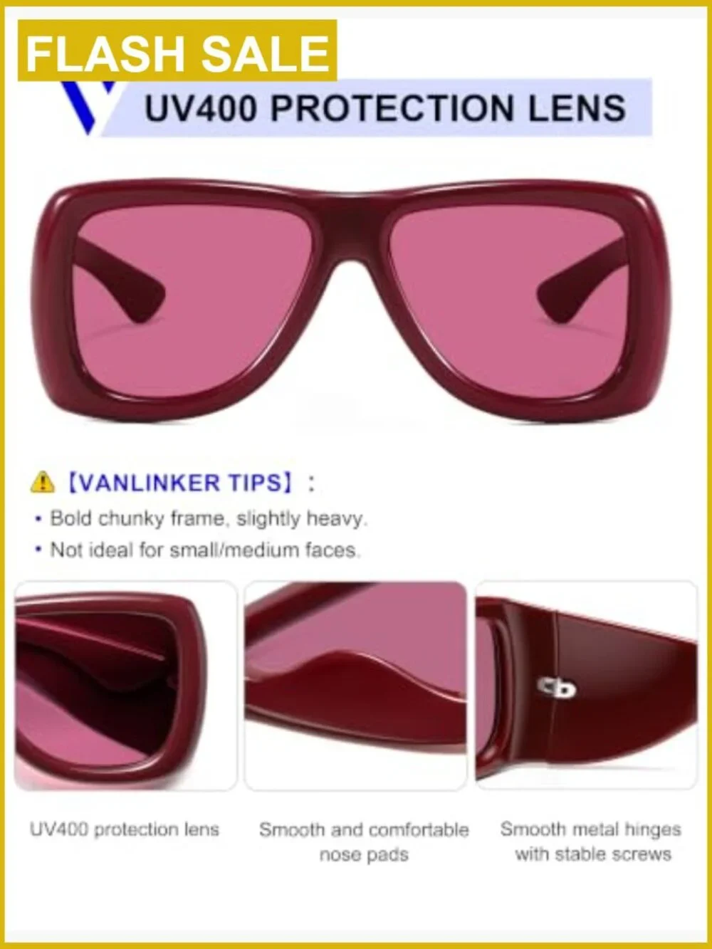 Retro Chunky Shield Oversized Aviator Sunglasses Square Wrap Around UV400